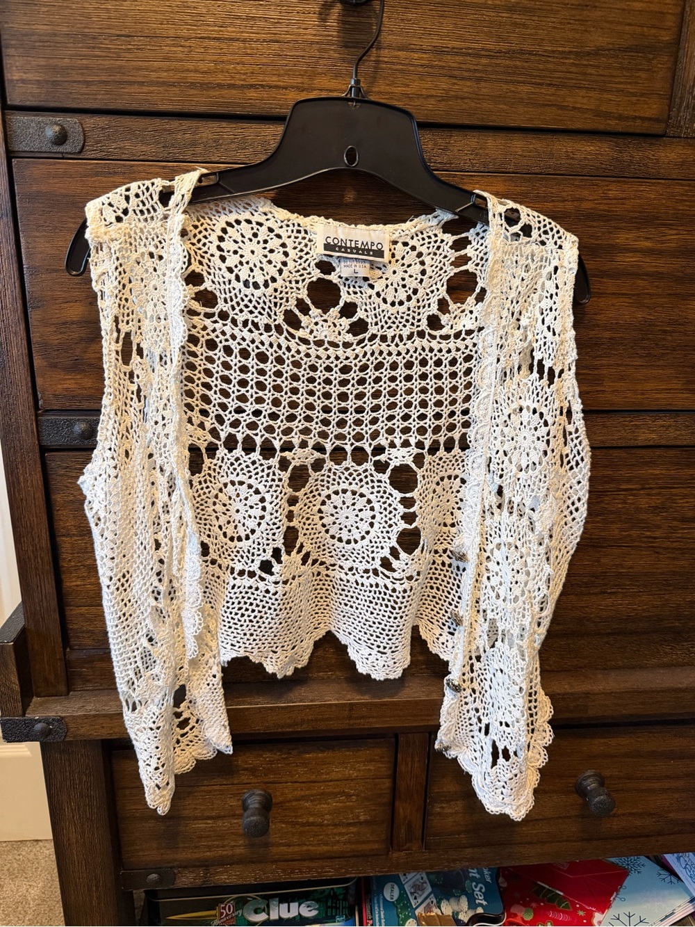 Vintage Contempo Casuals Crochet Vest - Cream- NOTE MEASUREMENTS